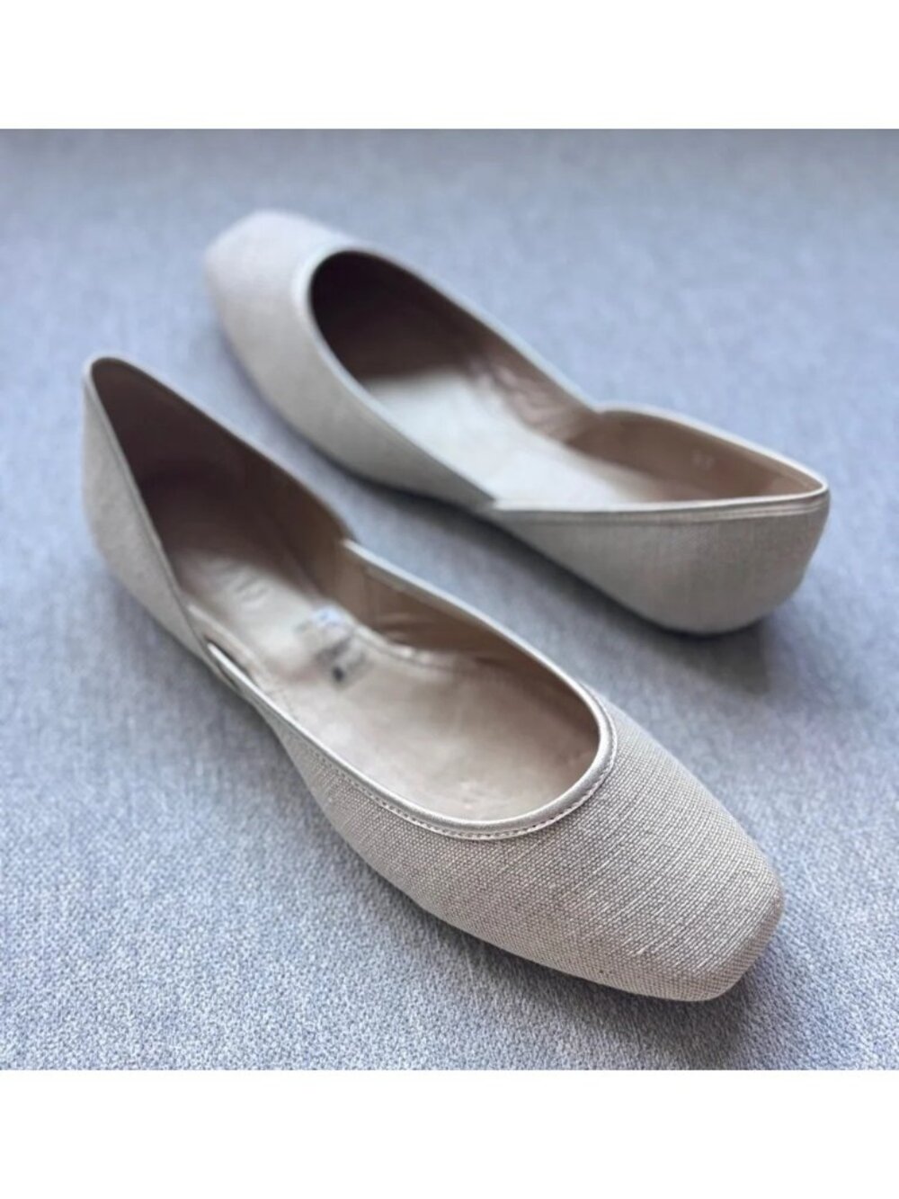 Hogan Coquette Lateral Open Gold Platinum Ballet Flats EU 37 US 7 Italy